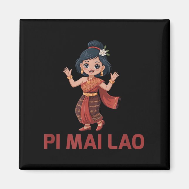 Laos New Year Girl Pi Mai Lao Magnet (Vorne)