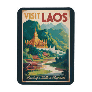 Laos Pha That Luang Illustration Reise Kunst Magnet