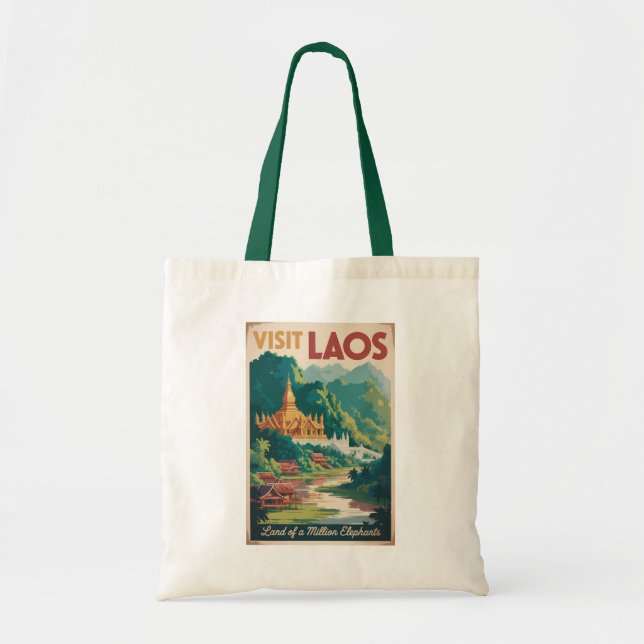 Laos Pha That Luang Illustration Reise Kunst Tragetasche (Vorne)