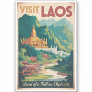 Laos Pha That Luang Illustration Travel Art Aufkleber