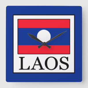 Laos Quadratische Wanduhr
