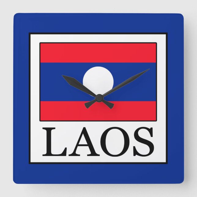 Laos Quadratische Wanduhr (Vorderseite)