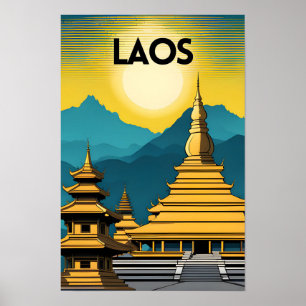 Laos Reise Kunst Poster