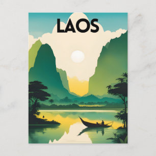 Laos Reise Postkarte