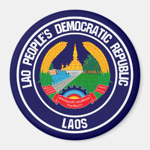 Laos Round Emblem Magnet
