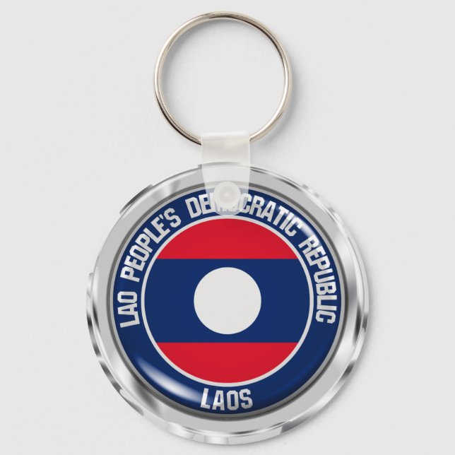 Laos Round Emblem Schlüsselanhänger (Vorderseite)