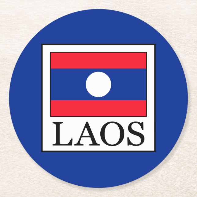 Laos Runder Pappuntersetzer (Vorderseite)