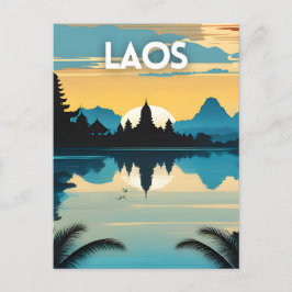 Laos Travel Art Poster Postkarte