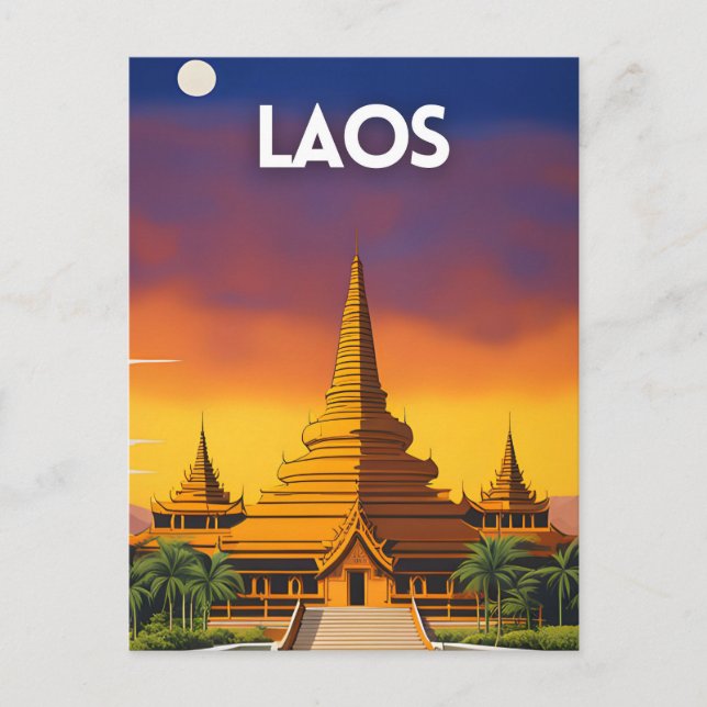 Laos Travel Poster Postkarte (Vorderseite)