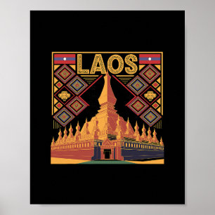 Laos Urlaub Lao Laotischer Souvenir Poster