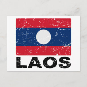 Laos Vintag Flag Postkarte
