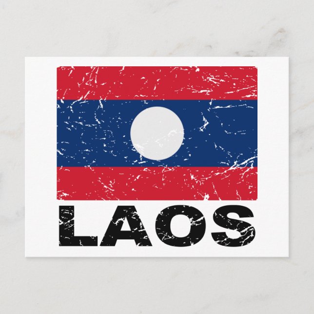 Laos Vintag Flag Postkarte (Vorderseite)