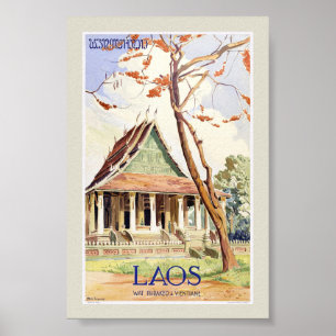 Laos Vintage Reiseplakat Poster
