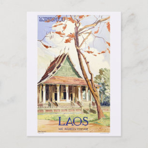 Laos Vintage Travel Poster Postkarte