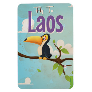 Laos Vintage Urlaubsposter Magnet