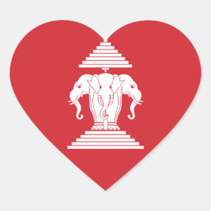 Laotian Erawan 3 Leitende Nophant Heart Flag Herz-Aufkleber