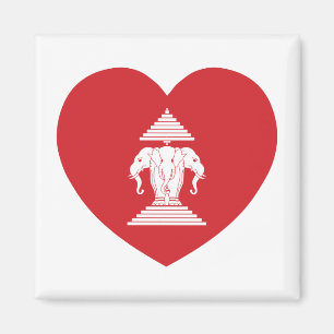 Laotian Erawan 3 Leitende Nophant Heart Flag Magnet
