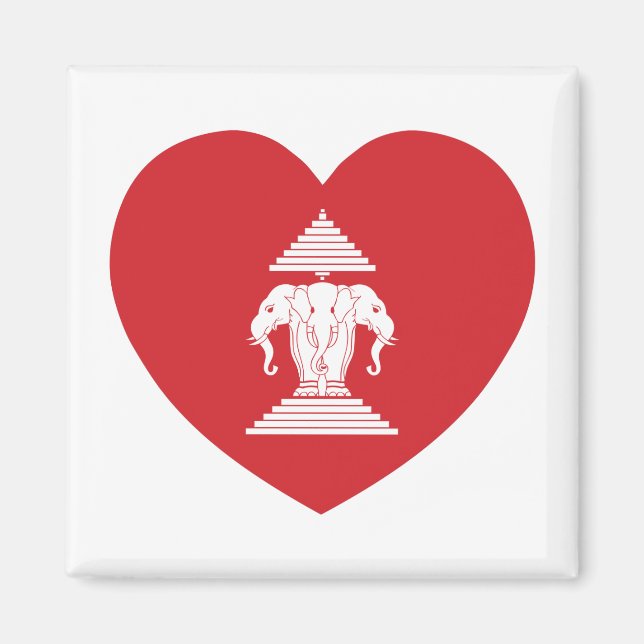 Laotian Erawan 3 Leitende Nophant Heart Flag Magnet (Vorne)