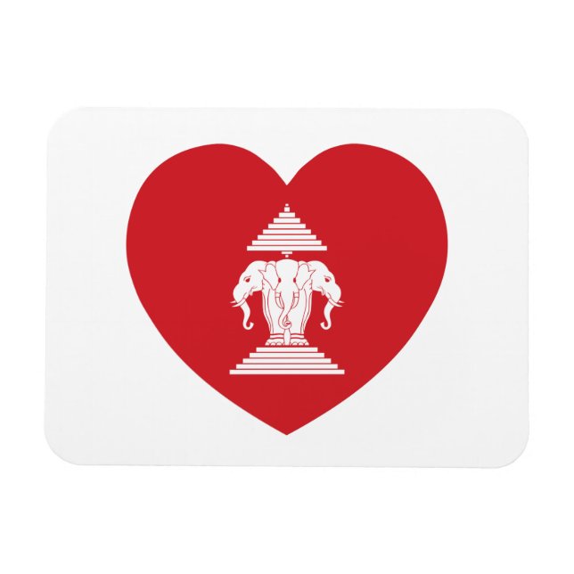 Laotian Erawan 3 Leitende Nophant Heart Flag Magnet (Horizontal)