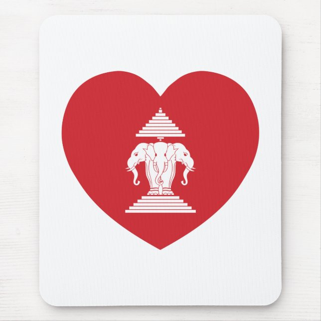 Laotian Erawan 3 Leitende Nophant Heart Flag Mousepad (Vorne)