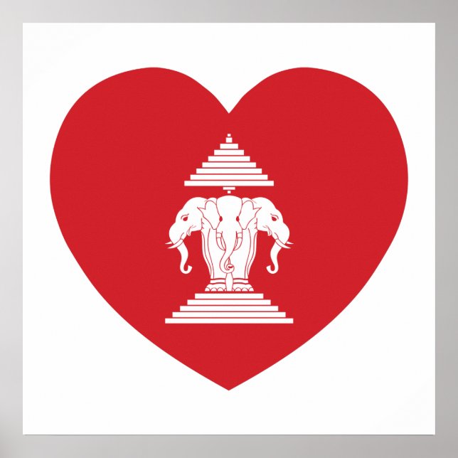 Laotian Erawan 3 Leitende Nophant Heart Flag Poster (Vorne)