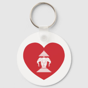 Laotian Erawan 3 Leitende Nophant Heart Flag Schlüsselanhänger
