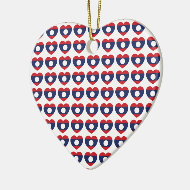 Laotian Heart Flag Keramik Ornament (Links)