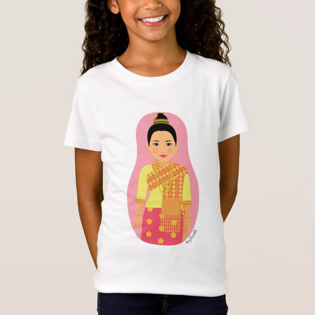 Laotian (pink) Matryoshka Girls' T - Shirt (Vorderseite)