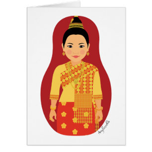Laotian (Red) Matryoshka Card