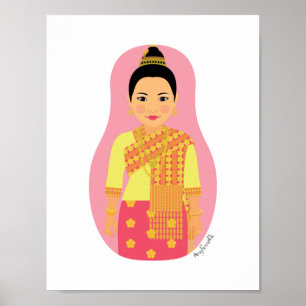 Laotian (rosa) Matryoshka Poster