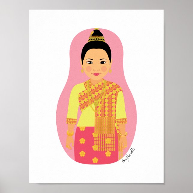 Laotian (rosa) Matryoshka Poster (Vorne)