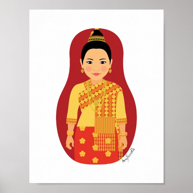 Laotian (rot) Matryoshka Poster (Vorne)
