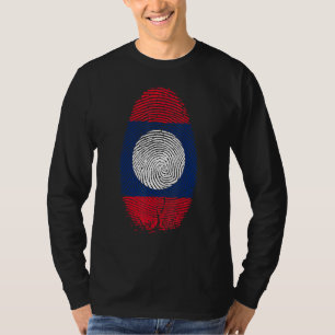 Laotische Flagge Fingerabdruck Es Ist In Meiner Dn T-Shirt