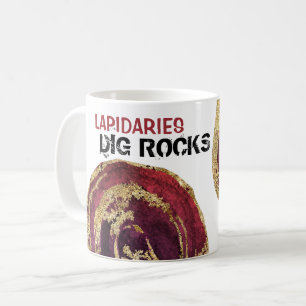 *~* LAPIDARIES DIG ROCKS Agate Slab Gold Glitzer Kaffeetasse