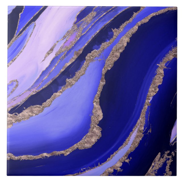 Lapis Blue and Lavender Flow Fliese (Vorderseite)