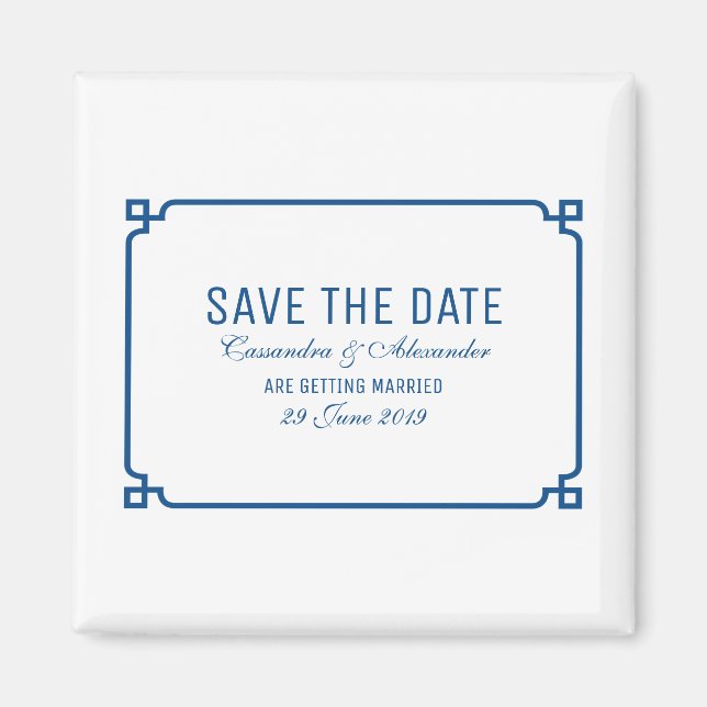 Lapis Blue Deko Chic Save the Date Magnet (Vorne)