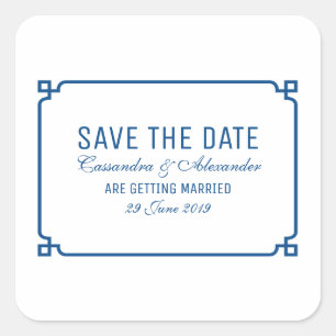 Lapis Blue Deko Chic Save the Date Quadratischer Aufkleber