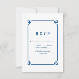 Lapis Blue Deko Chic Wedding RSVP Karte