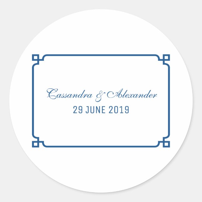 Lapis Blue Deko Chic Wedding Runder Aufkleber (Vorderseite)