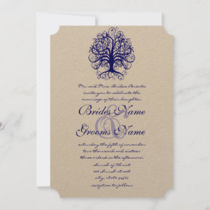 Lapis Blue Romantic Tree Wedding Einladungen