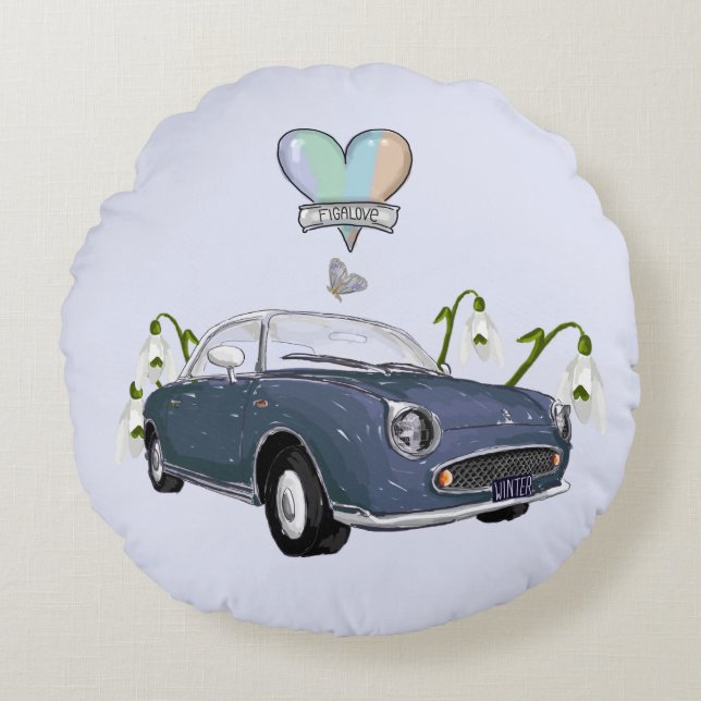 Lapis Grey Figaro round pillow Rundes Kissen (Vorderseite)