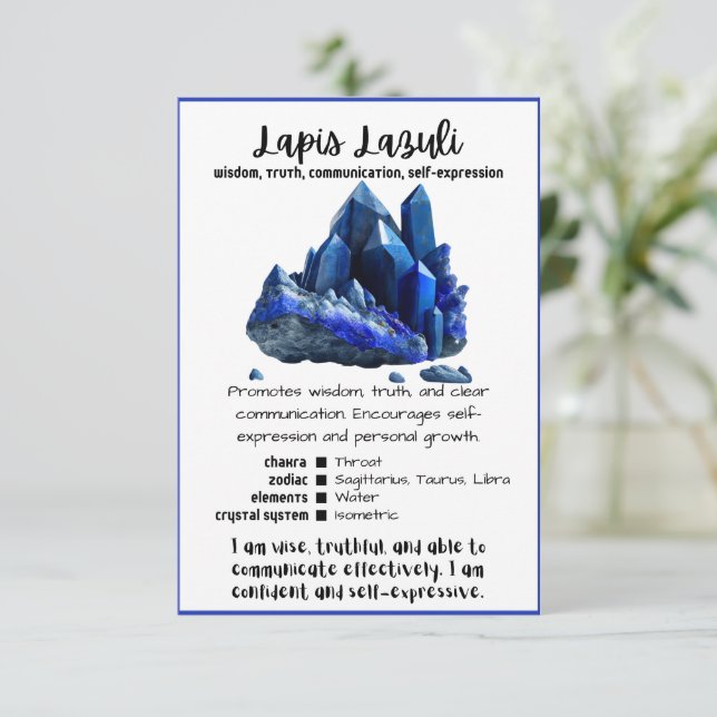 Lapis Lazuli Crystal Einladung (Stehend Vorderseite)