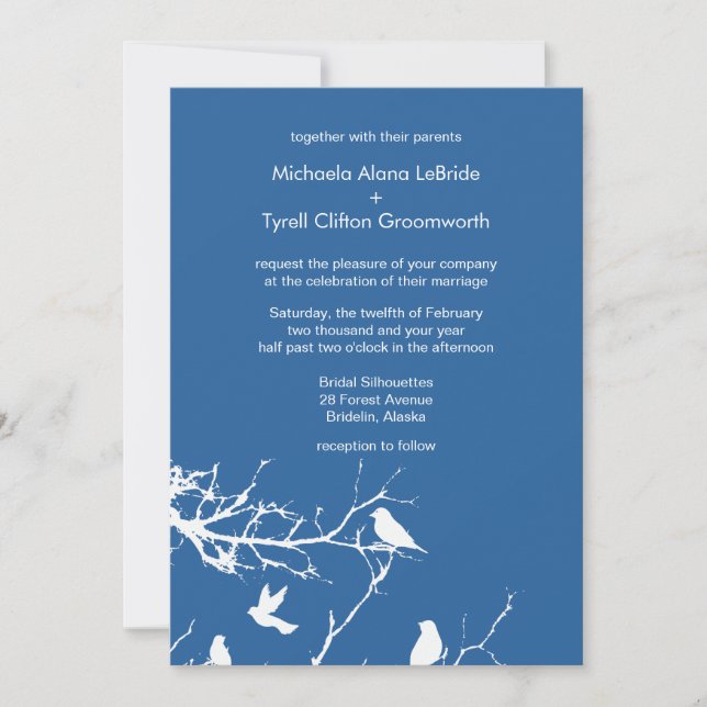 Lapis Lazuli Love Birds Wedding Custom Einladung (Vorderseite)