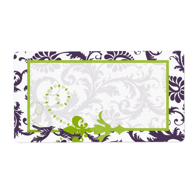 Lapis Lila & Apple Green Damask Birds Wedding (Vorne)