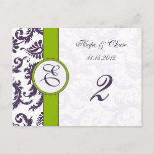 Lapis Lila Damask Apple Green Tischnummer Cards