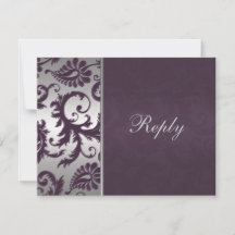Lapis Lila und Silver Damask RSVP Card II