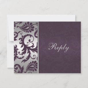 Lapis Lila und Silver Damask RSVP Card II