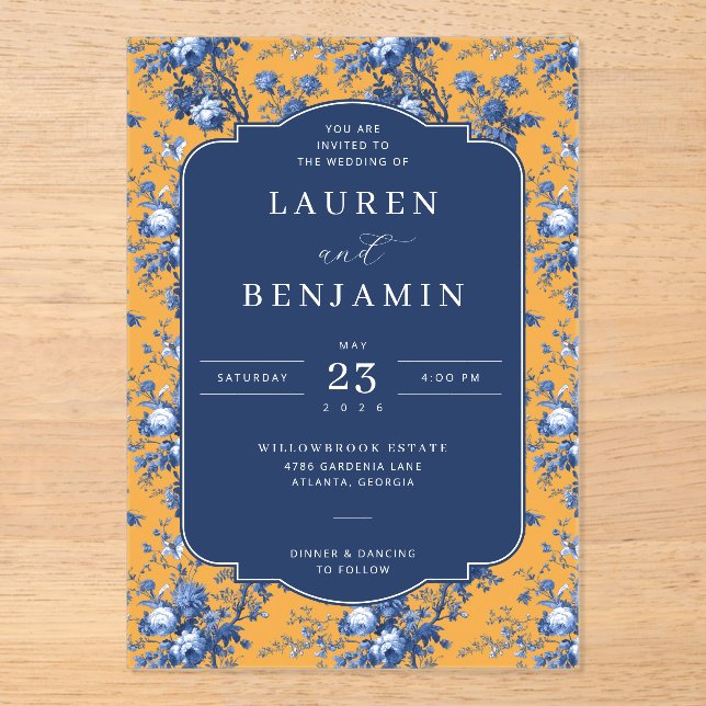 Lapis Rose Wedding Acryleinladungen (Vorderseite)