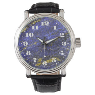 Lapislazuli mit Zahlen Armbanduhr