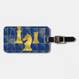 Lapislazuli-Schachbrett-und Goldschach-Stücke Gepäckanhänger